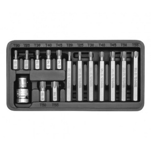 Picture of Torx Bit Socket Set - Chrome Vanadium - 1/2" Connector - Standard Length and Long - 15 Piece - YT-0411