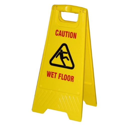 Picture of Warning Sign - Wet Floor - Cleaning - Yellow - Pack of 10 - F7777