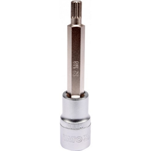 Picture of Spline Bit Socket - Chrome Vanadium -  1/2" Connector - Long - M8 x 100mm - YT-04352