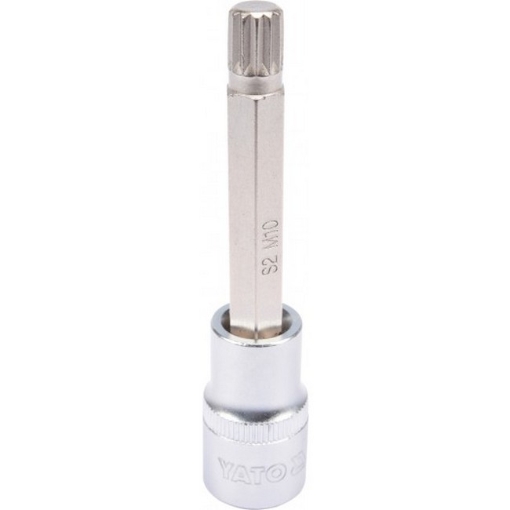 Picture of Spline Bit Socket - Chrome Vanadium -  1/2" Connector - Long - M10 x 100mm - YT-04353