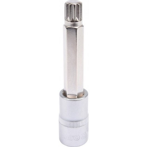 Picture of Spline Bit Socket - Chrome Vanadium -  1/2" Connector - Long - M12 x 100mm - YT-04354