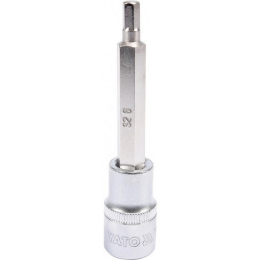 Picture of Hex Bit Socket - Chrome Vanadium -  1/2" Connector - Long - HEX 6 x 100mm - YT-04392