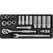 Picture of Socket Set - AS-Drive 6 Point - Chrome Vanadium - 3/8" Connector - 19 Piece - YT-38641
