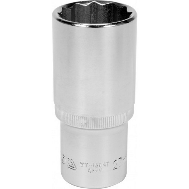 Picture of Bi-hex Deep Socket - 12 Point - Chrome Vanadium - 1/2" Connector - 76mm Length - 27mm - YT-12947