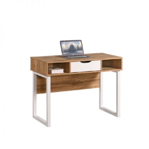 Picture of Office Desk - One Drawer - Wisconsin - 75 x 50 x 100 cm - Wotan Oak and White - CST 1240