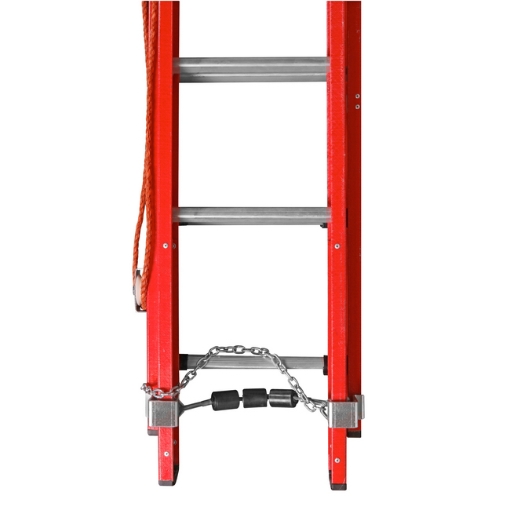 Cable roller and safety chain for use with extension ladders, ladder, aluminium ladder, step ladder,.