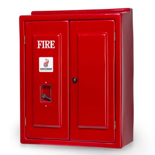 Supplywise fire hydrant hose cabinet similar to the Shaya Fire red fibreglass fire hydrant cabinet with double doors, 440mm x 490mm.