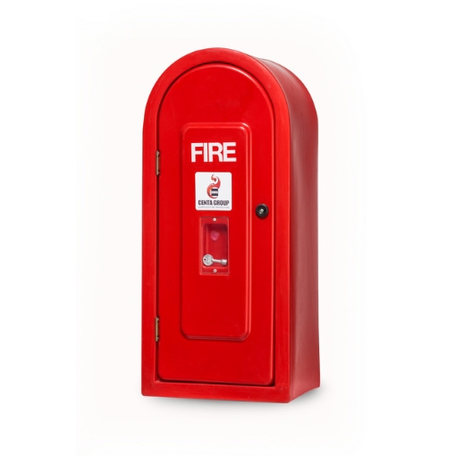 Supplywise fibreglass fire extiguisher cabinet similar to the Inta Safety red fibreglass fire extinguisher cabinet for 9kg extinguisher.