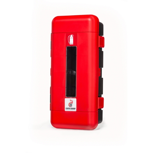 Supplywise plastic fire extinguisher cabinets similar to the Fire-Quip black and red plastic fire extinguisher cabinet for 9kg extinguisher.
