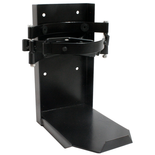 Supplywise fire extinguisher vehicle bracket similar to the Rand Safety heavy-duty vehicle bracket for 4.5kg fire extinguishers, black steel.