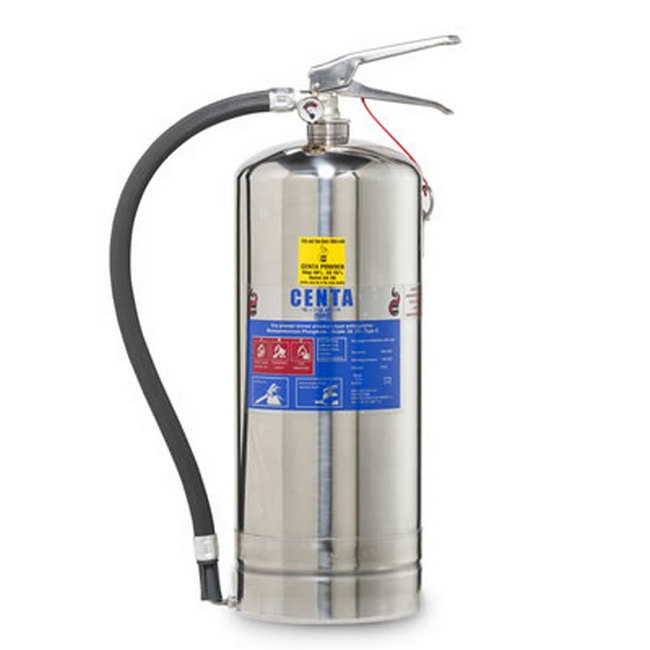 Supplywise stainless steel fire extinguisher similar to the Firstaider stainless steel 6kg fire extinguisher for a, b, and c class fires.