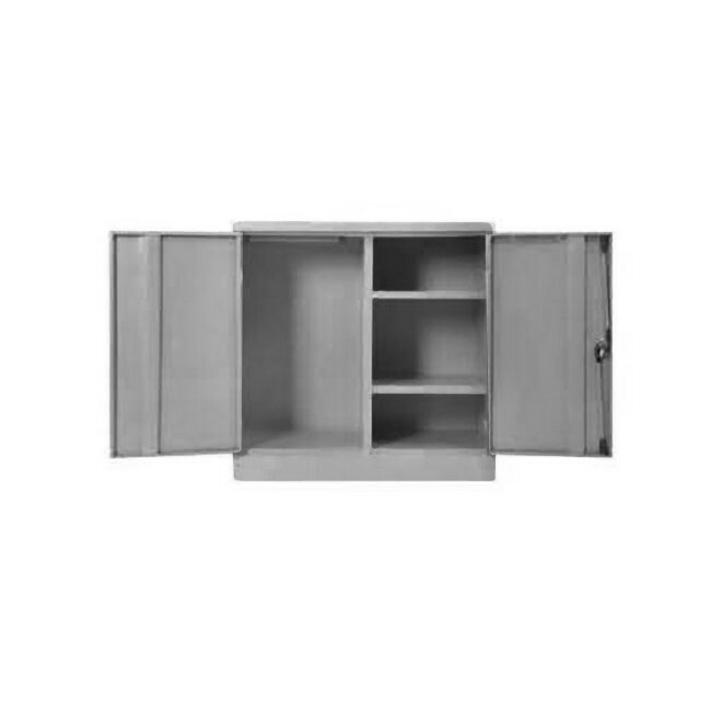 Supplywise steel wardrobe similar to the Buco hammertone grey steel wardrobe with 2 doors and 3 shelves.