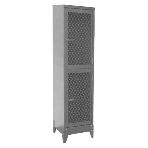 Supplywise steel mesh locker similar to the Leroy Merlin hammertone grey steel locker with mesh doors, 2 tiers, 180x30x45 cm.