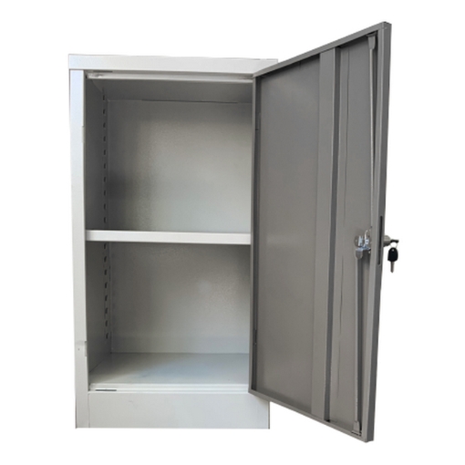 Supplywise steel stationery cupboard similar to the Builders Warehouse grey steel stationery cupboard with 1 adjustable shelf and door.