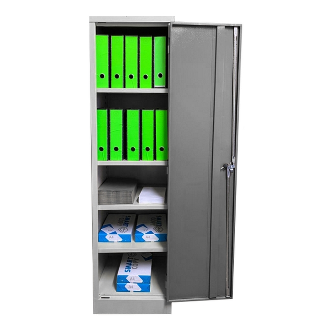 Supplywise steel stationery cupboard similar to the Linvar grey steel stationery cupboard with 4 adjustable shelves.