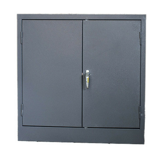 Supplywise steel stationery cupboard similar to the Caslad hammertone grey steel stationery cupboard with 2 shelves and doors.