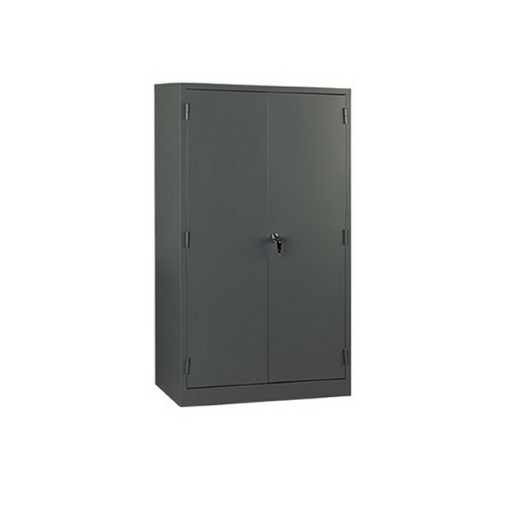 Supplywise steel stationery cupboard similar to the Trojan Trolley hammertone grey steel stationery cupboard with 4 shelves and 2 doors.