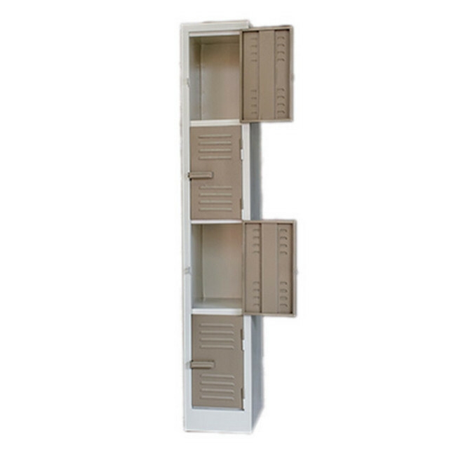 Supplywise 4 door steel locker similar to the Caslad ivory and karoo 4-tier steel locker with four doors, 180x30x45 cm.