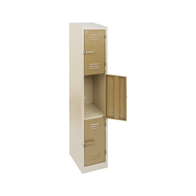Supplywise 3 tier steel lockers similar to the Makro ivory and karoo 3-tier steel locker with three doors, 180x30x45 cm.