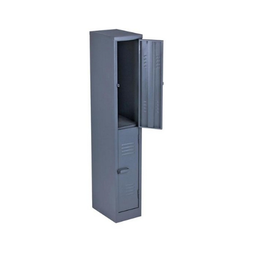 Supplywise 2 door steel locker similar to the Linvar hammertone grey 2-tier steel locker with two doors, 180x30x45 cm.