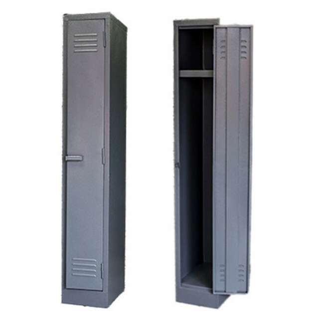 Supplywise single steel locker similar to the Sa Ladder single tier steel locker in hammertone grey, 180x30x45 cm.
