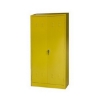 Supply Wise chemical storage cabinet similar to the Sa Ladder yellow steel hazardous material cabinet with 4 shelves and 2 doors.