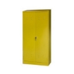 Supply Wise chemical storage cabinet similar to the Sa Ladder yellow steel hazardous material cabinet with 4 shelves and 2 doors.