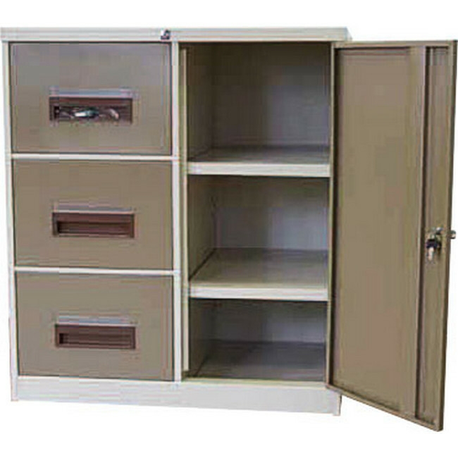 Supplywise steel filing cabinet similar to the Caslad ivory and karoo steel filing cabinet with 3 drawers and 1 door.