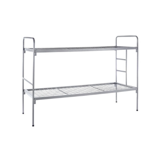 Supplywise steel bunk beds for sale similar to the Castor And Ladder steel double bunk bed in hammertone grey with ladder, 190x76x140 cm.
