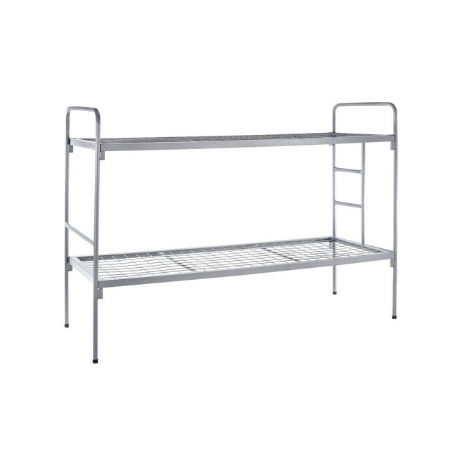 Supplywise steel bunk beds for sale similar to the Castor And Ladder steel double bunk bed in hammertone grey with ladder, 190x76x140 cm.