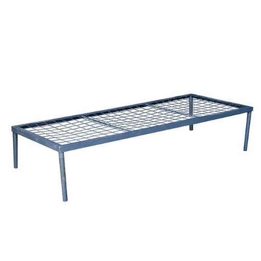 Supplywise single bed steel frame similar to the Makro hammertone grey steel single divan bed, 190 x 76 cm.