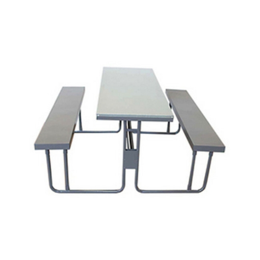 Supplywise steel canteen table similar to the Trojan Trolley robust steel canteen table in hammertone grey, 145x150x72cm.