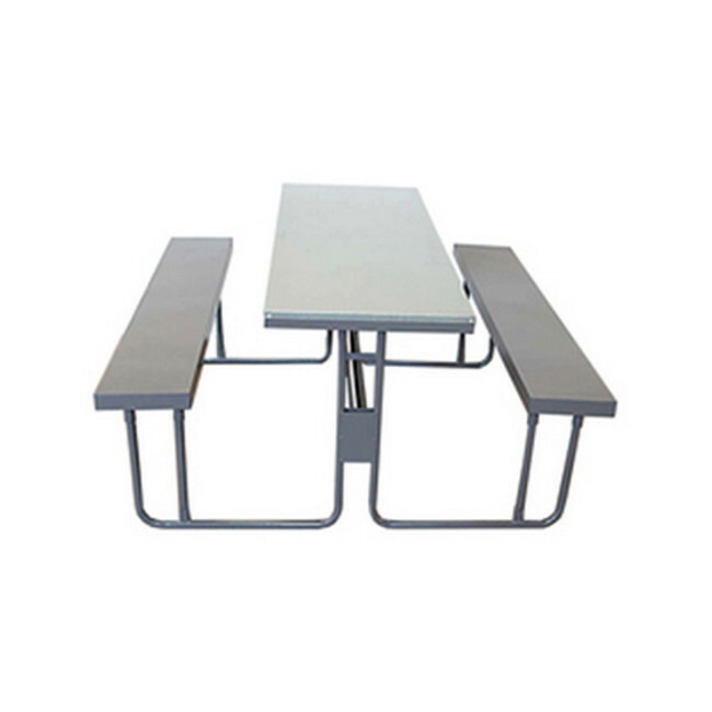 Supplywise steel canteen table similar to the Trojan Trolley robust steel canteen table in hammertone grey, 145x150x72cm.
