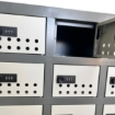 Supply Wise cell phone locker similar to the Buco hammertone grey steel cell phone locker with 15 compartments.