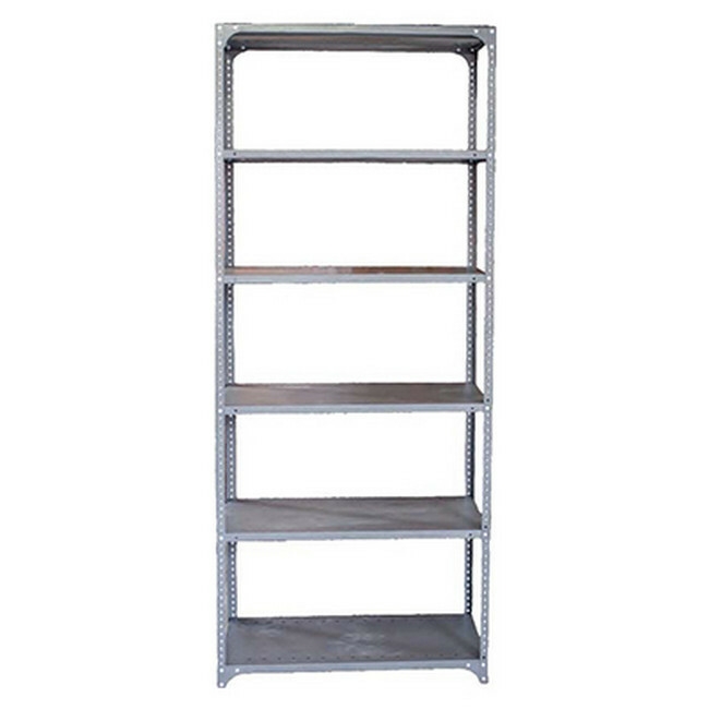 Supplywise bolt on shelving similar to the Game hammertone grey steel shelving unit with 6 shelves, 221x91x38 cm.