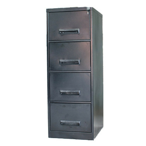 Supplywise 4 drawer steel filing cabinet similar to the Game hammertone grey 4-drawer steel filing cabinet with lock.