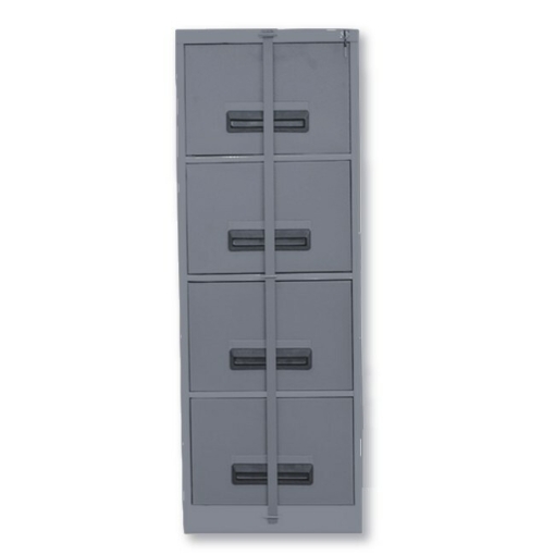 Supplywise 4 drawer steel filing cabinet similar to the Makro hammertone grey 4-drawer steel filing cabinet with lock.