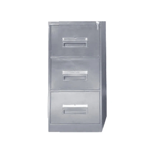 Supplywise 3 drawer steel filing cabinet similar to the Chamberlains hammertone grey steel filing cabinet with 3 lockable drawers.