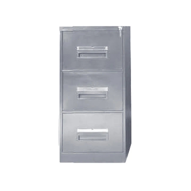 Supplywise 3 drawer steel filing cabinet similar to the Chamberlains hammertone grey steel filing cabinet with 3 lockable drawers.