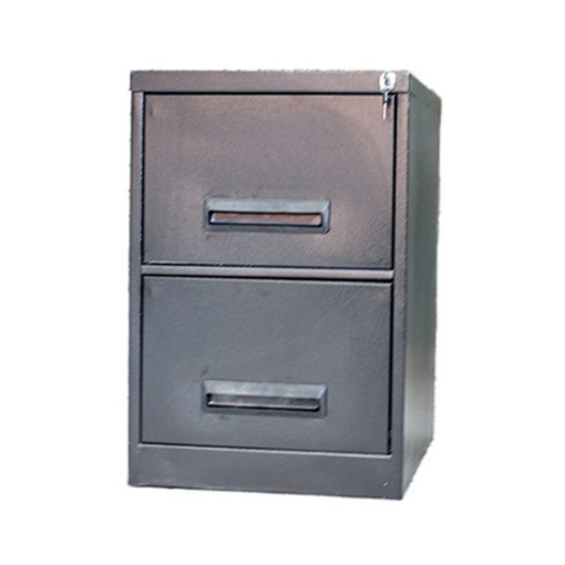 Supplywise 2 drawer steel filing cabinet similar to the Mica hammertone grey 2-drawer steel filing cabinet, requires assembly.
