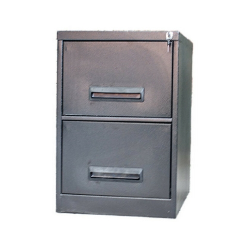 Supplywise 2 drawer steel filing cabinet similar to the Caslad hammertone grey steel filing cabinet with 2 lockable drawers.
