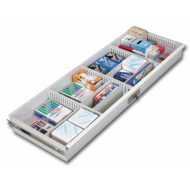 Supplywise bulk filer drawer similar to the Cecil Nurse steel pull-out stationery drawer for mobile bulk filing systems.