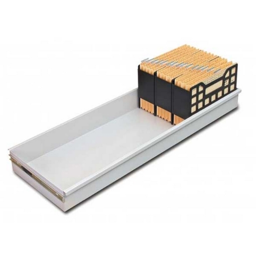 Supplywise bulk filer pull out lockable drawer similar to the Zippel lockable pull-out drawer for mobile bulk filing system in grey.