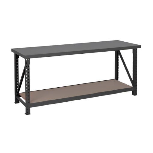 Supplywise steel workbench similar to the Linvar black steel workbench with wooden shelf, 200x71x90 cm.