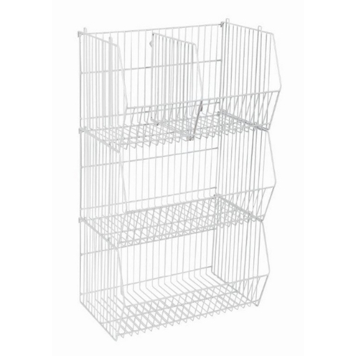 SW steel stacking, similar to stacking baskets, mesh stack baskets,display basket from mrshelf,displayrite.
