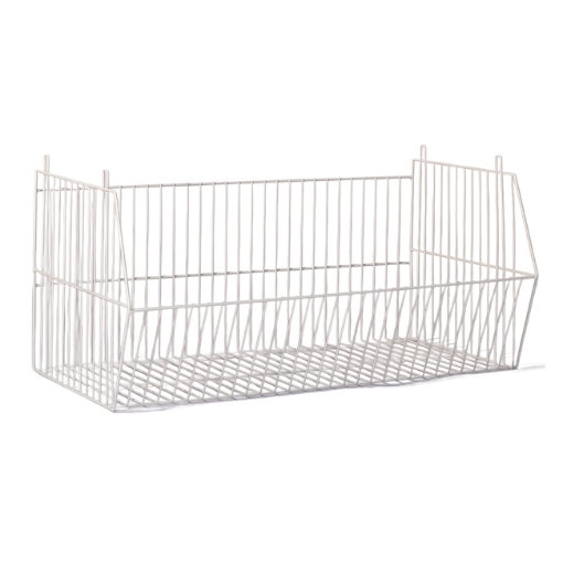 SW steel stacking, similar to stacking baskets, mesh stack baskets,display basket from wire worx,trolleyquip.