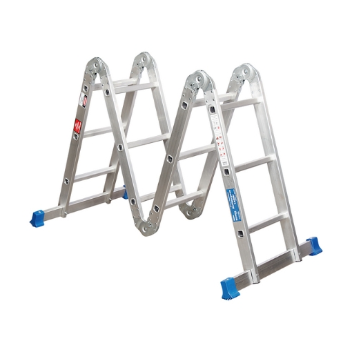 Supplywise multi purpose ladder similar to the Adendorff aluminium multipurpose foldable ladder, 3.5m, double-sided design.