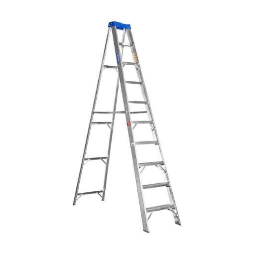 Supplywise step ladder similar to the Mica heavy duty 10-step aluminium step ladder, single sided, 3.0m.