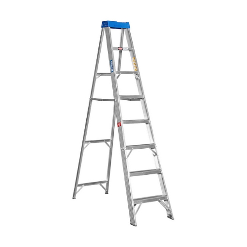 Supplywise step ladder similar to the Adendorff heavy duty 8-step aluminium step ladder, 2.4m height, silver.