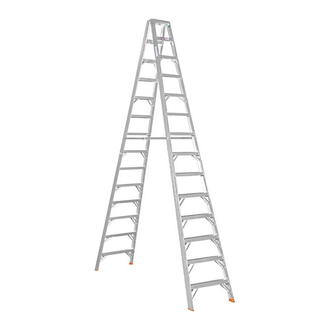 Supplywise step ladder similar to the Makro heavy duty double sided aluminium step ladder with 14 steps.